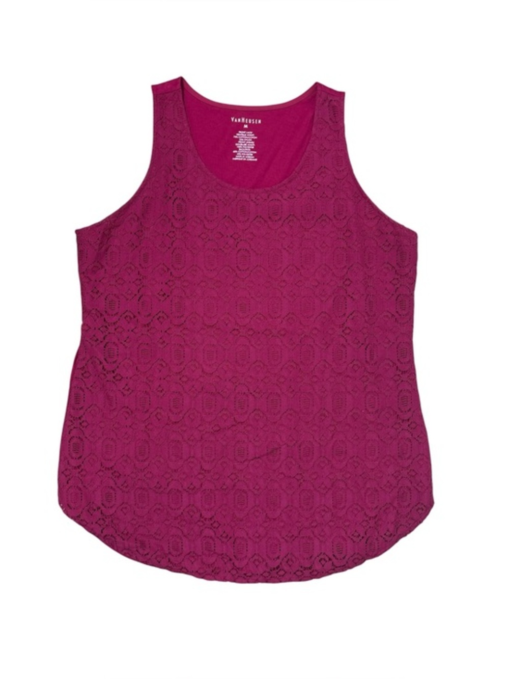 ⭐️ Van Heusen Fuscia Lace Overlay Tank Top- size medium